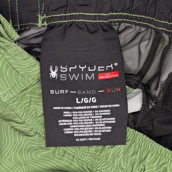 Spyder Swim-Surf -Sand -Sun Men's UV Protection Mesh Liner Swim Trunk Green - Picture 10 of 15